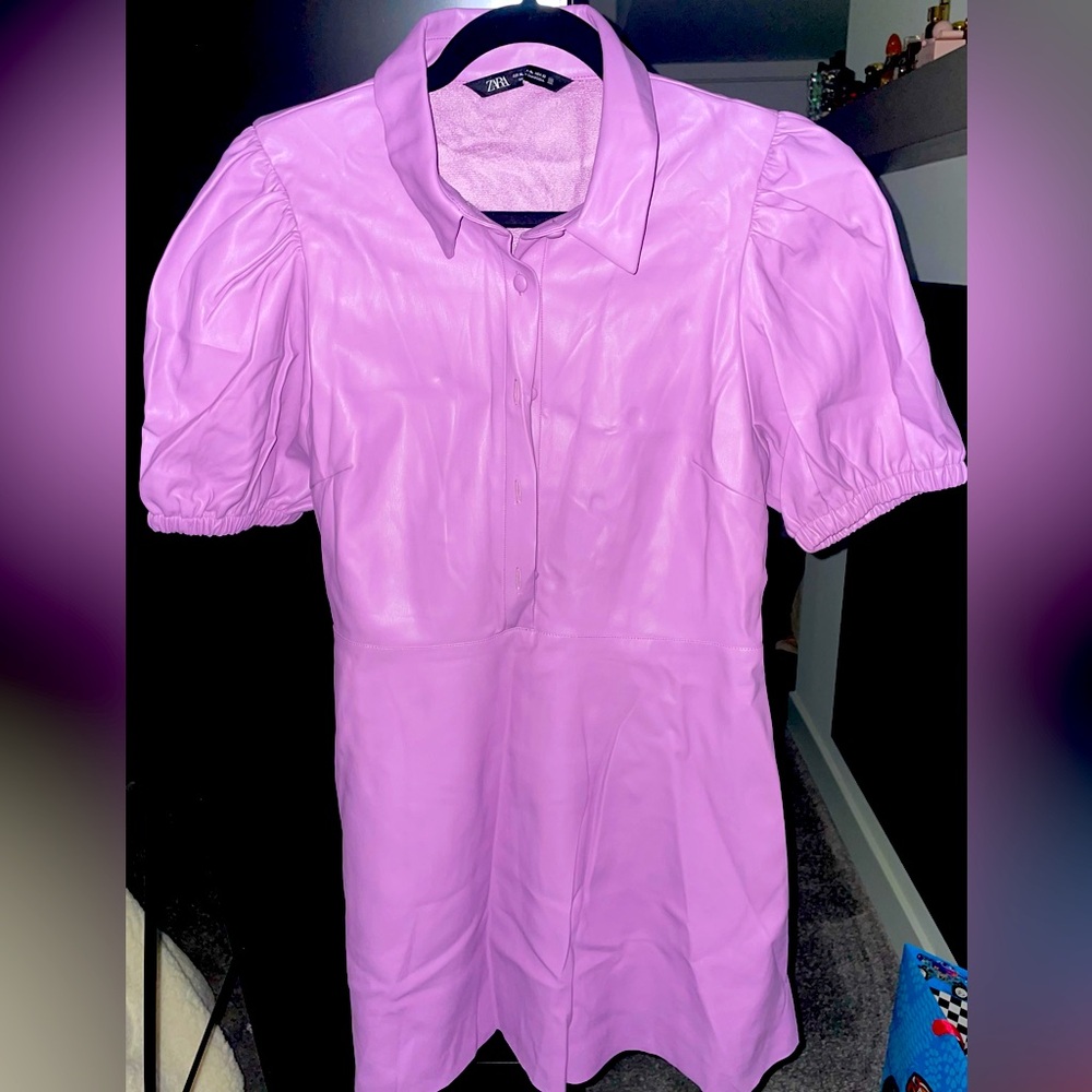 Lilac Pleather short dress